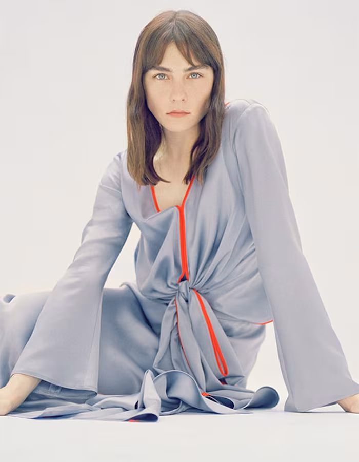 Sies Marjan Draped Silk-Satin Top