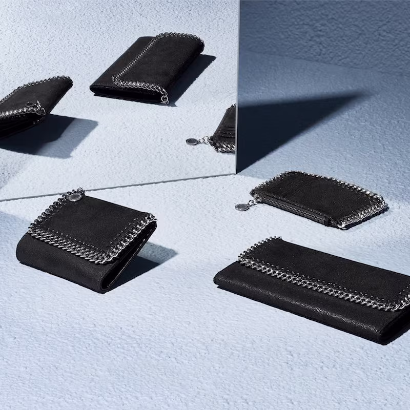 Stella McCartney Black Falabella Small Flap Wallet