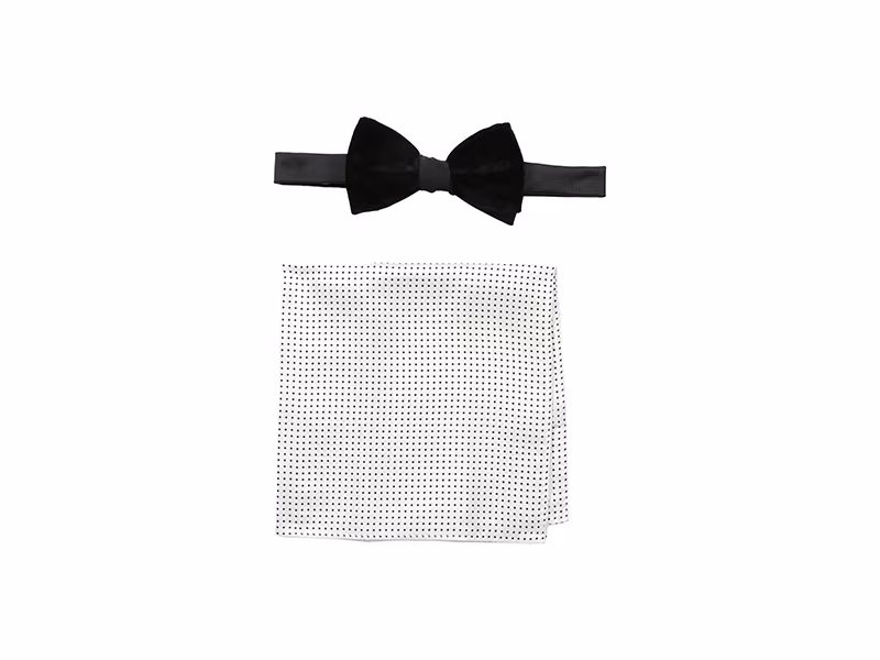 Tommy Hilfiger Velvet and Small Dot Pre-Tied Bow Tie and Pocket Square Set