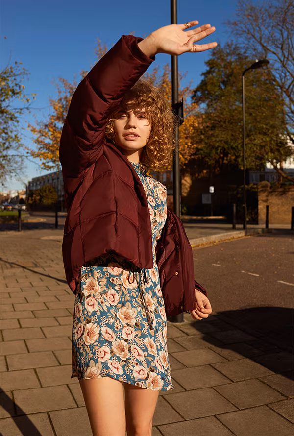Topshop Peony Blush Tie Sleeve Dress