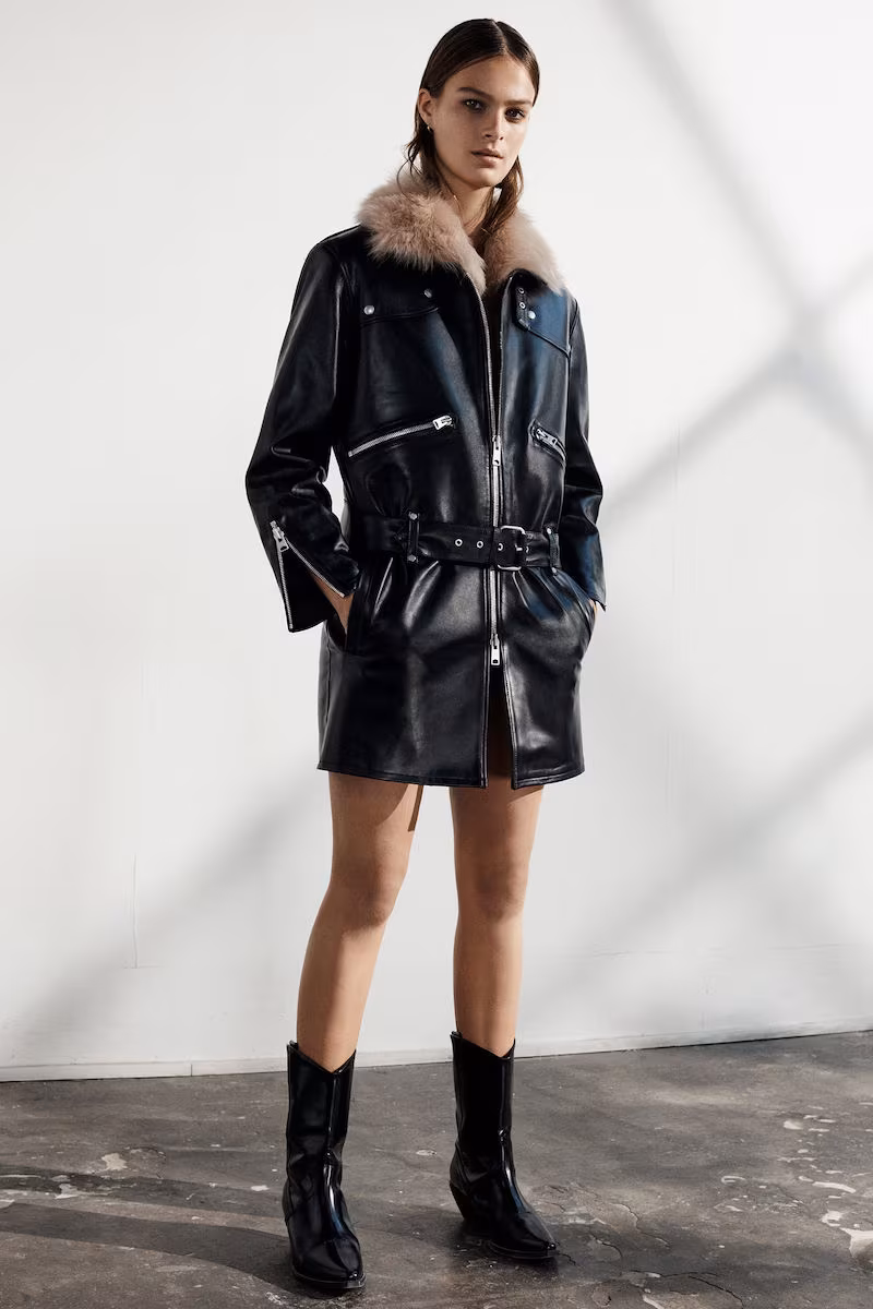 AllSaints Limited Velo Leather Biker Coat