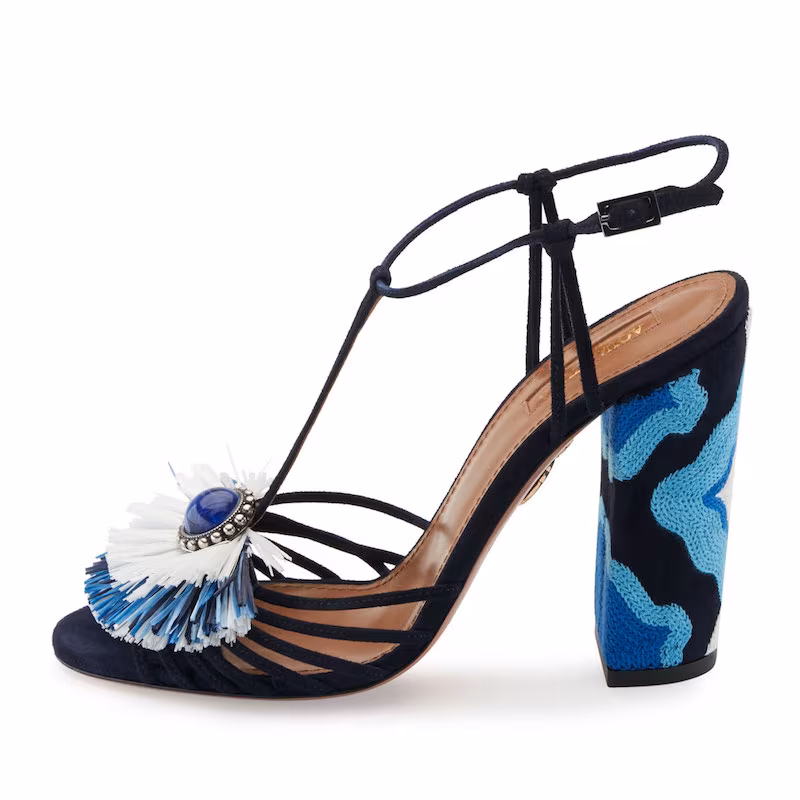 Aquazzura Samba Raffia T-Strap 105mm Sandal