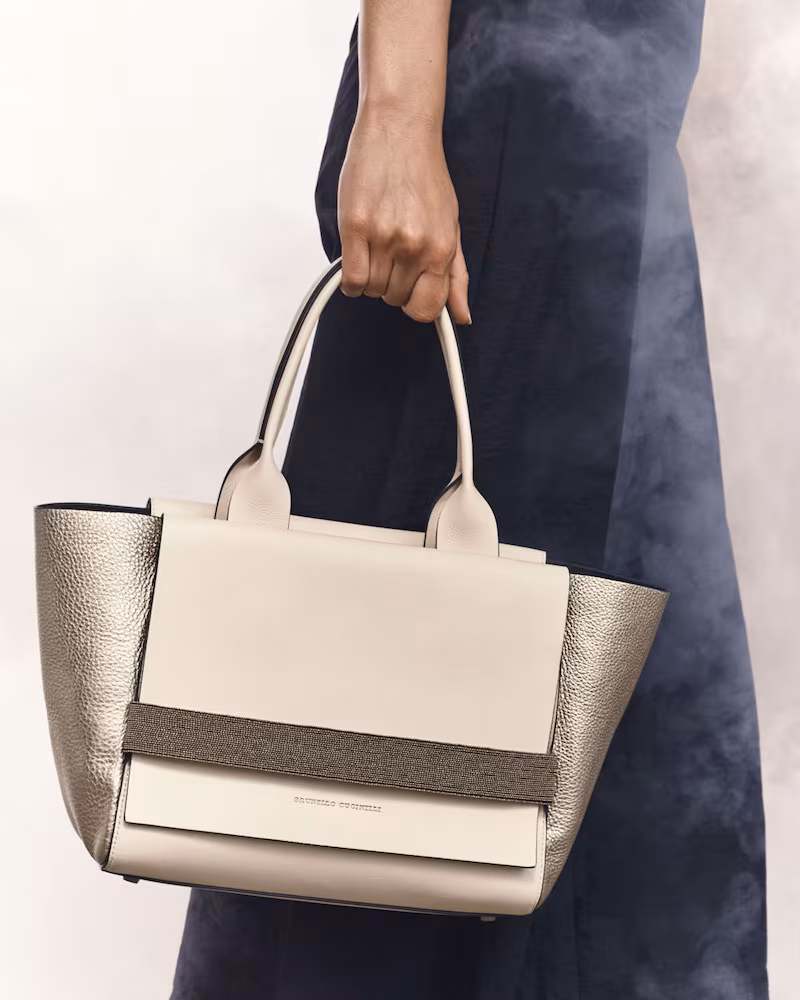 Brunello Cucinelli Medium Tricolor Flap Tote Bag