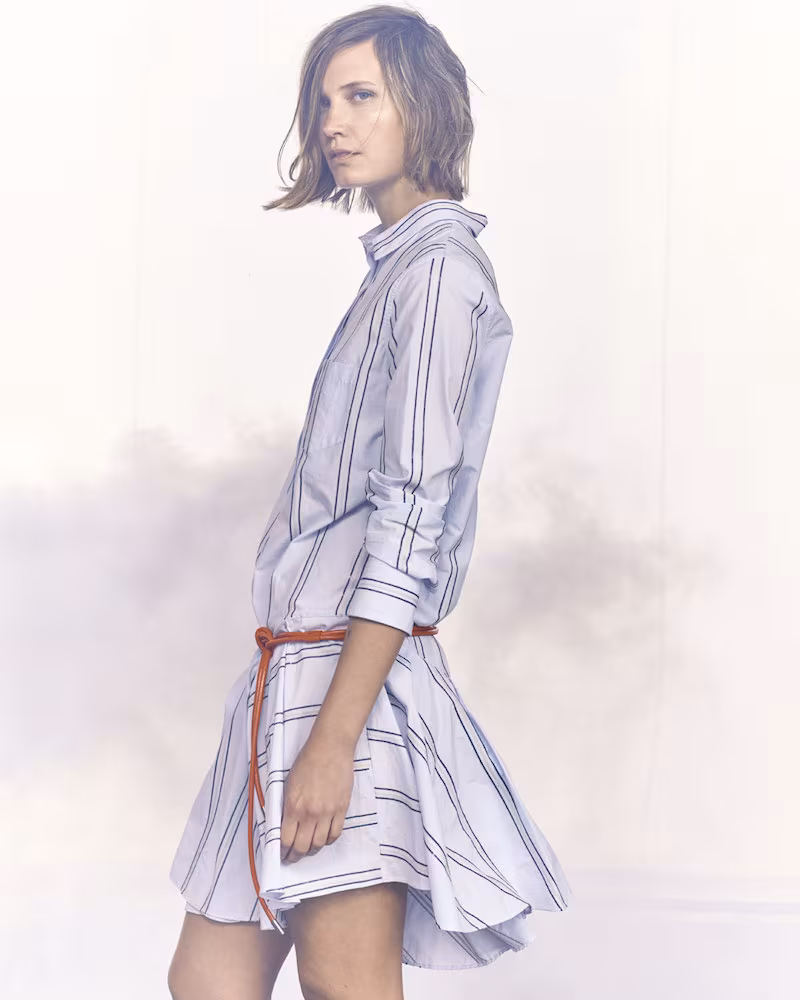 Brunello Cucinelli Micro-Paillette Striped Shirtdress