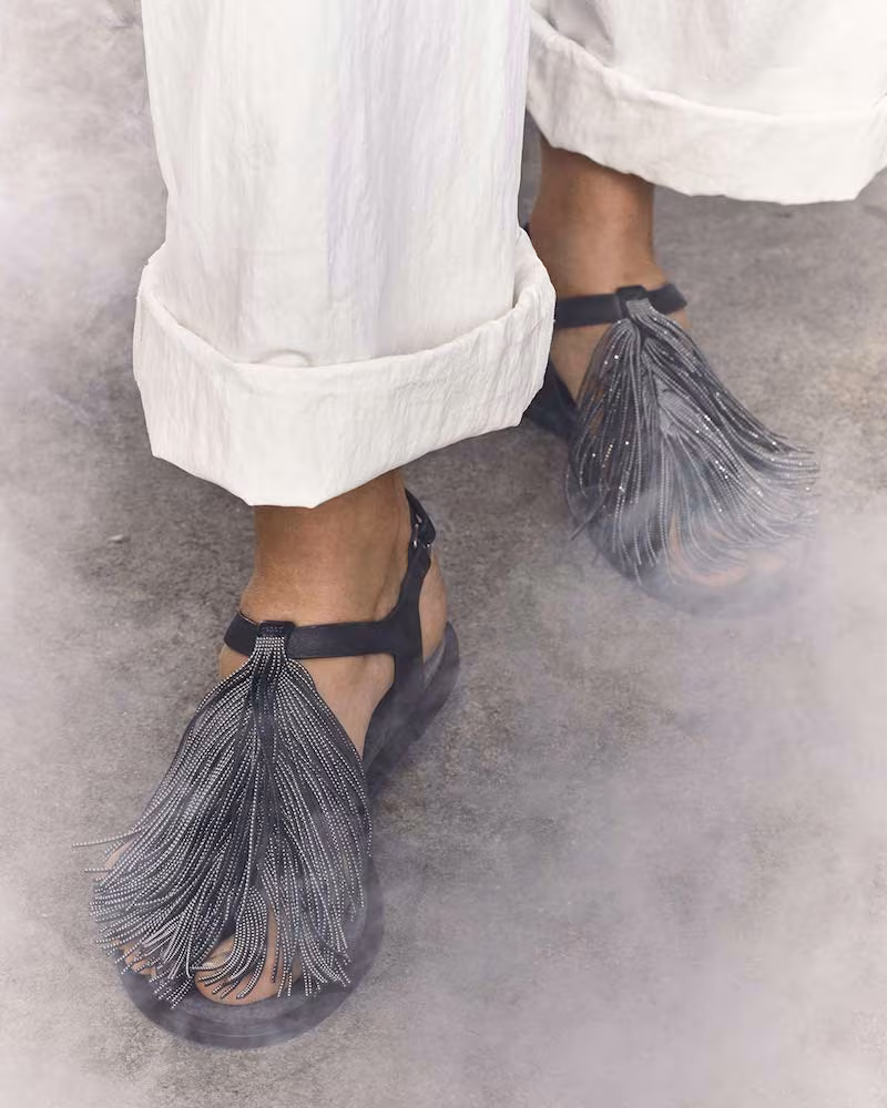 Brunello Cucinelli Monili Tassel Flat Sandal