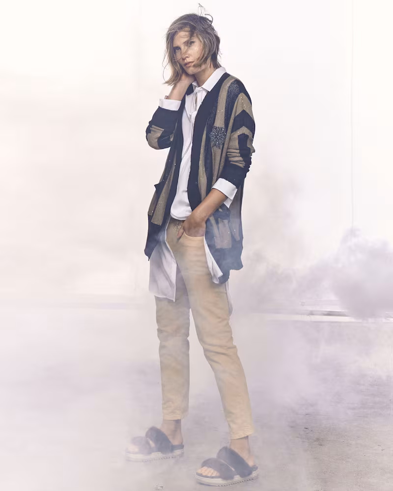 Brunello Cucinelli Sequined Collegiate-Stripe Cardigan