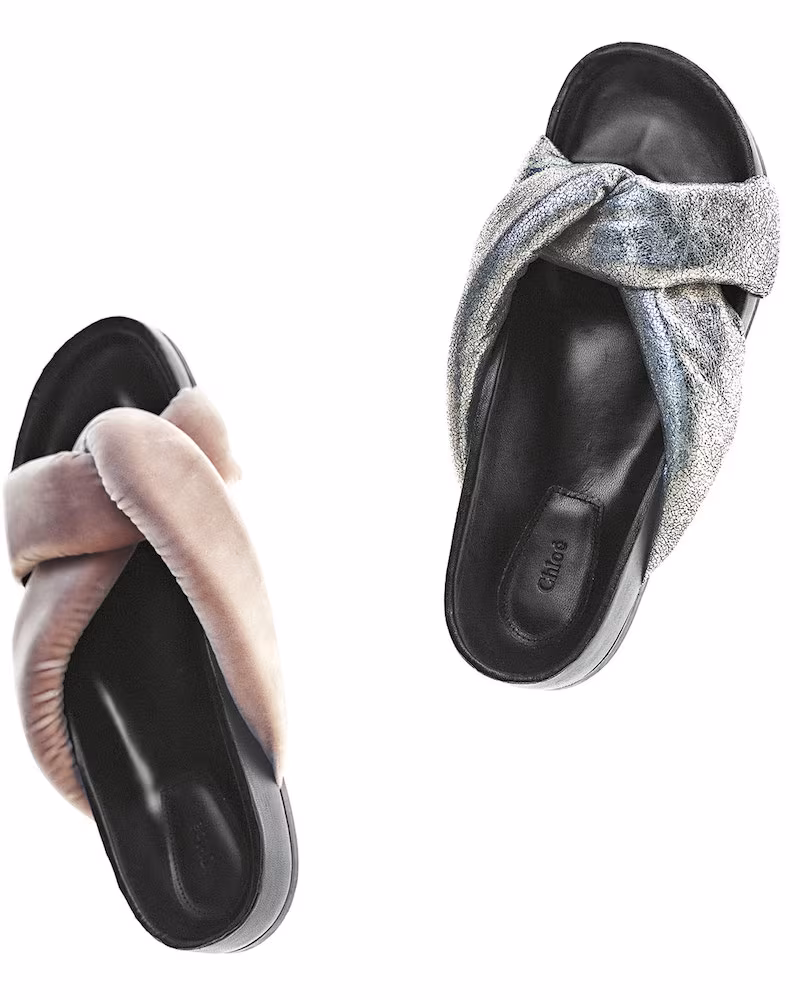 Chloé Velvet Crisscross Slide Sandal
