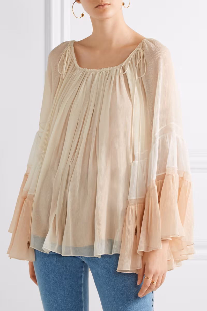 Chloé Fluted Silk-Crepon Blouse