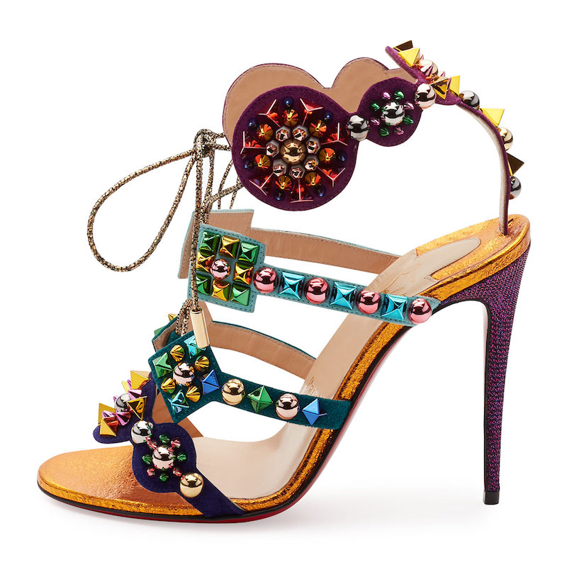 Christian Louboutin Kaleikita Spiked Lace-Up 100mm Red Sole Sandal
