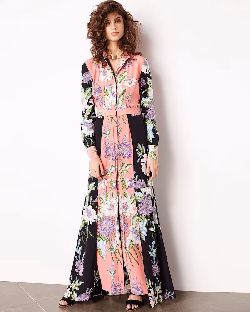 Diane von Furstenberg Floral-Print Slit-Front Silk Maxi Dress