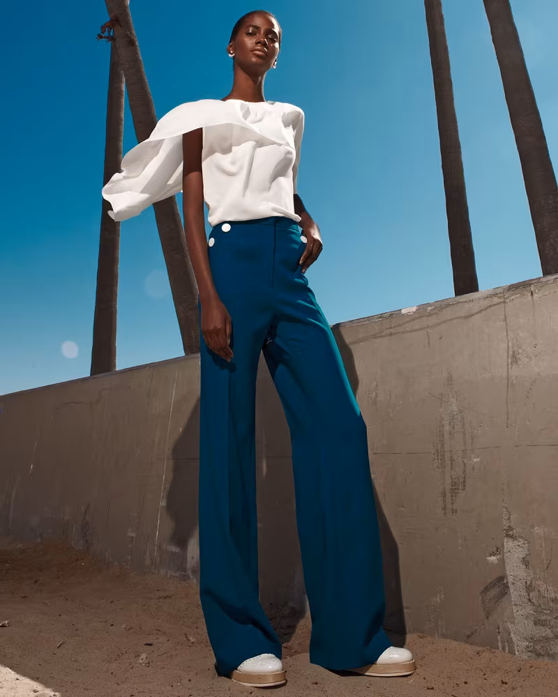 Escada Round-Neck Capelet Blouse