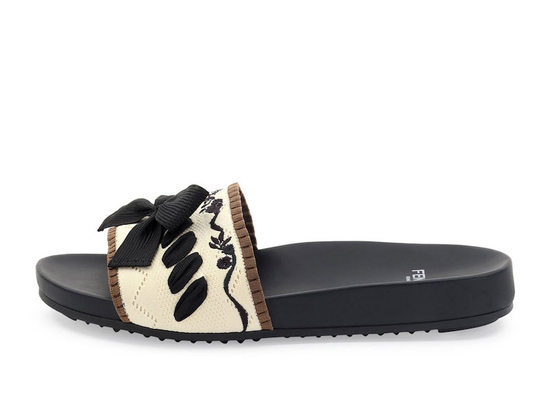 Fendi Knit Bow-Tie Sandal Slide