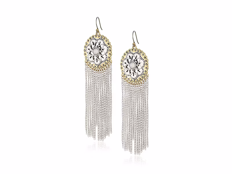 Lucky Brand Floral Fringe Earrings