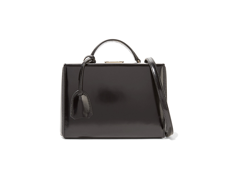 Mark Cross Grace Small Glossed-Leather Shoulder Bag