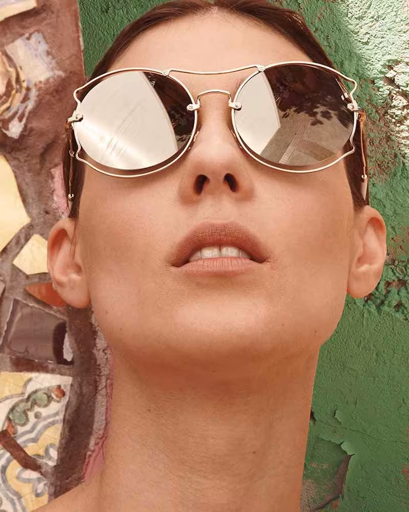 Miu Miu Waved Mirrored Open-Inset Sunglasses