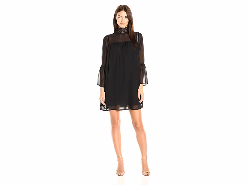 Nanette Nanette Lepore L/s Chiffon Shift with Mock Neck