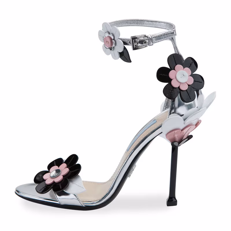 Prada Floral Ankle-Wrap 110mm Sandal