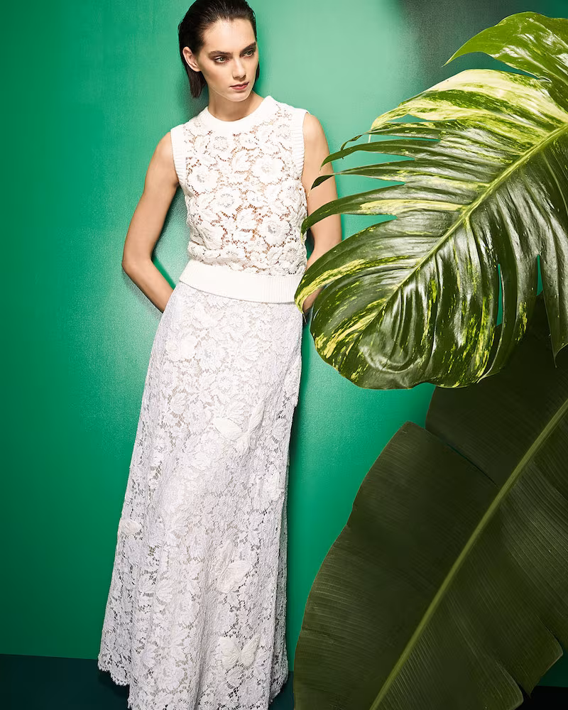 Valentino Butterfly Lace A-Line Maxi Skirt