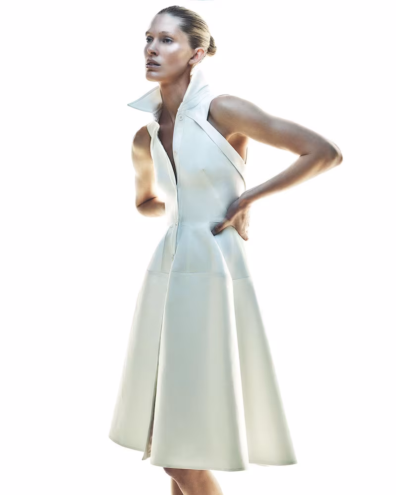 Zac Posen Sleeveless Knot-Waist A-Line Shirtdress