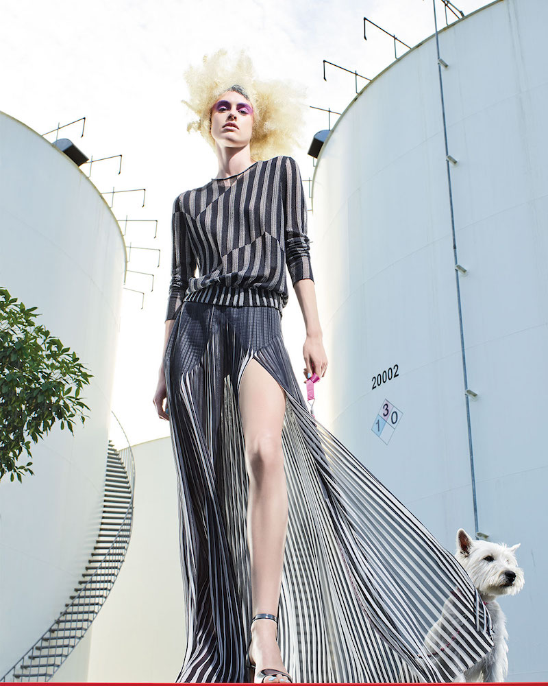 Akris Striped Plissé Silk Maxi Skirt