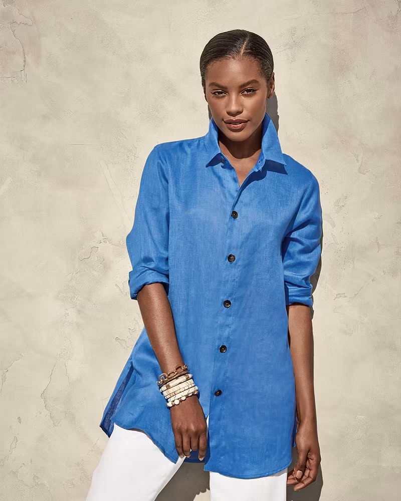 Caroline Rose Tissue Linen Boyfriend Shirt