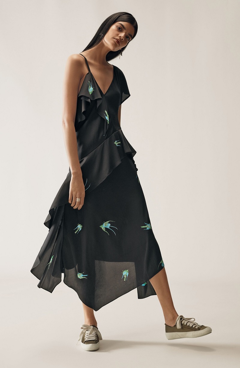 Diane von Furstenberg Asymmetrical Ruffle Midi Dress