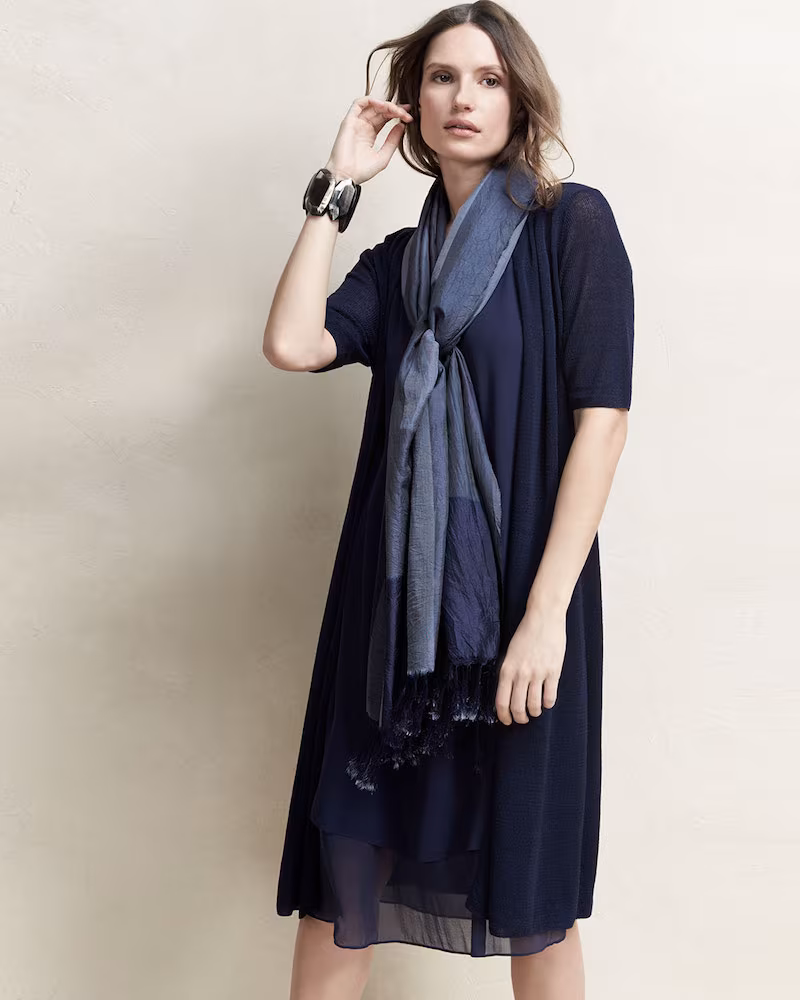 Eileen Fisher Sleeveless Layered-Hem Silk Georgette Dress
