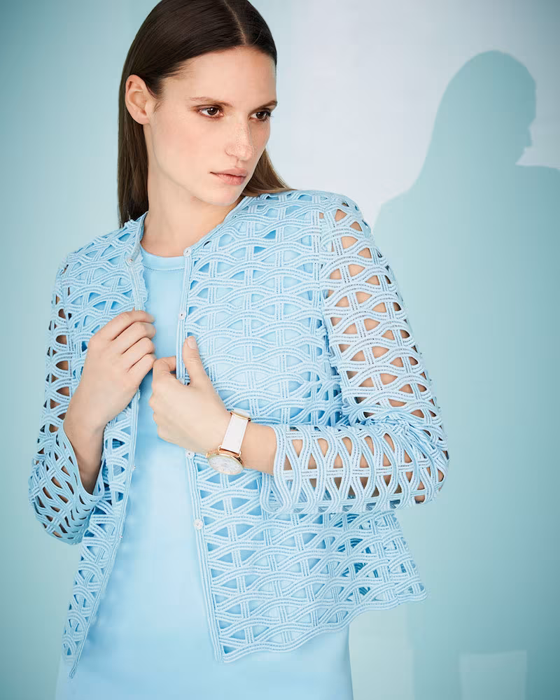 Escada Macramé Lace Long-Sleeve Jacket