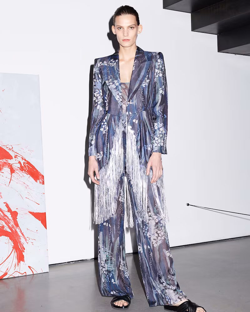 Giorgio Armani Floral Fringe Silk Jacket