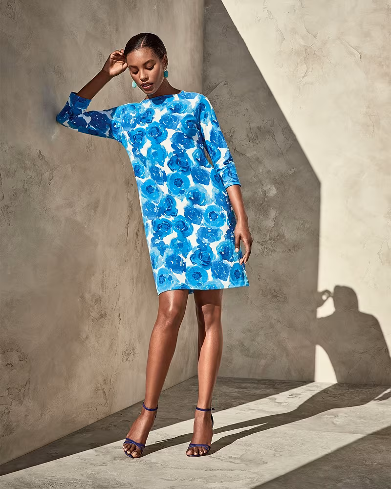 Joan Vass Floral-Print Shift Dress