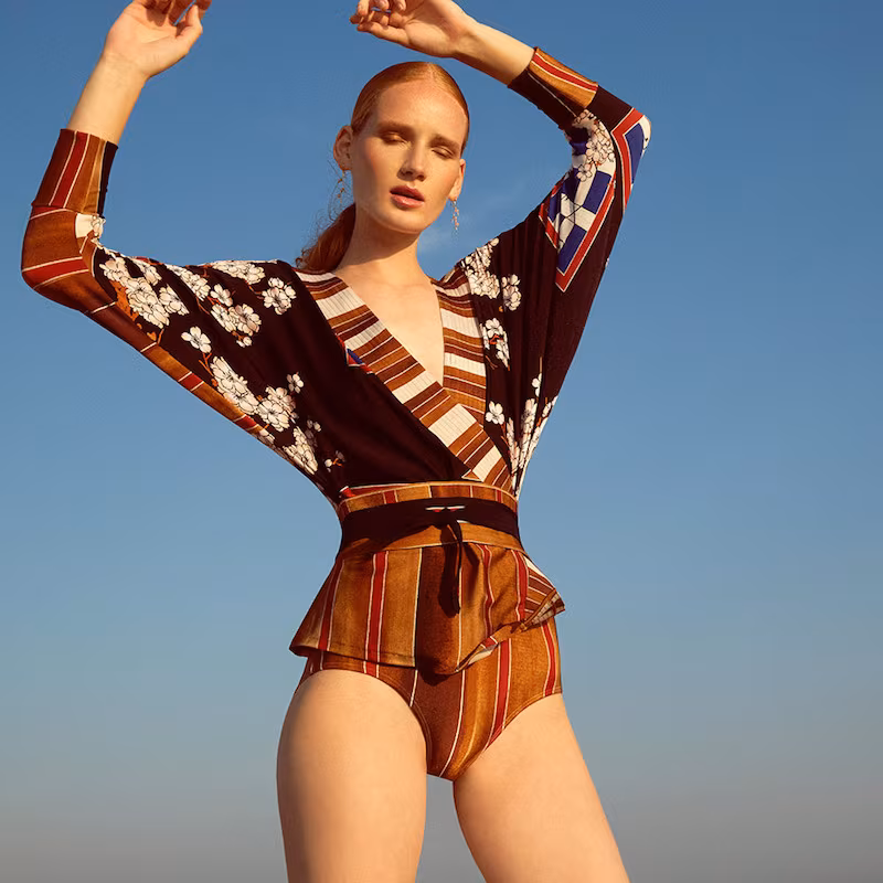 Lenny Niemeyer Cottage Kimono Maillot Swimsuit