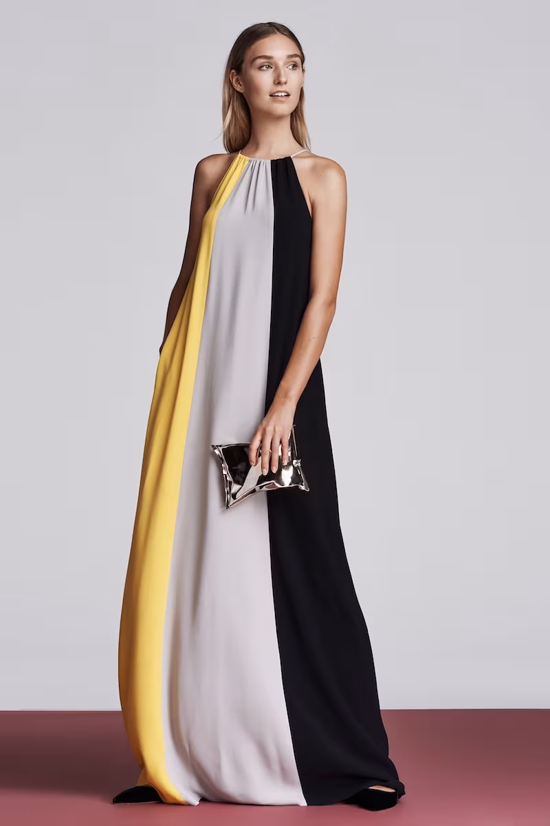Lisa Perry Colorblocked Crepe Gown