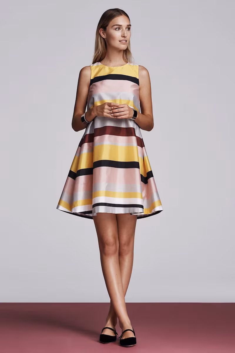 Lisa Perry Striped Sleeveless A-Line Dress