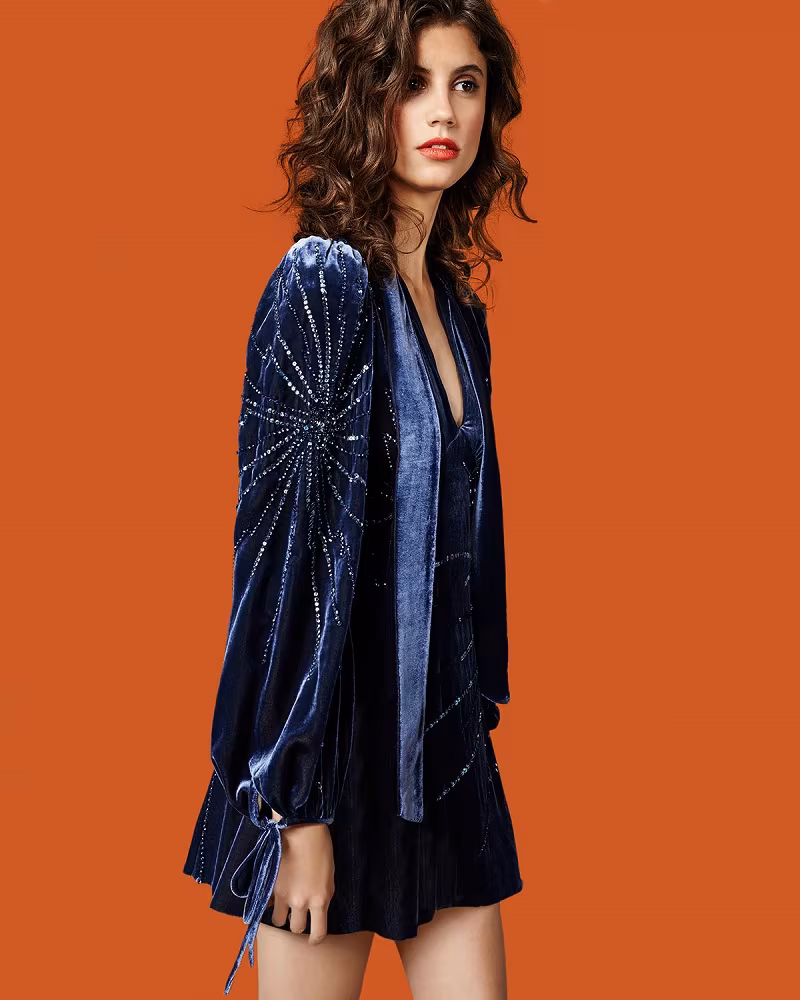 Marc Jacobs Sequined Velvet Bell-Sleeve Tunic