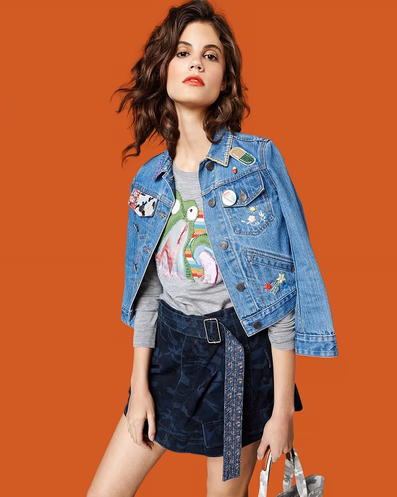 Marc Jacobs Shrunken Denim Jacket with Patches