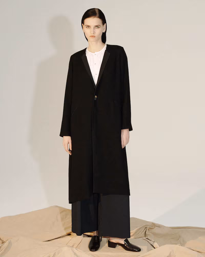 Pas de Calais Linen-Trimmed Basket-Weave Long Coat
