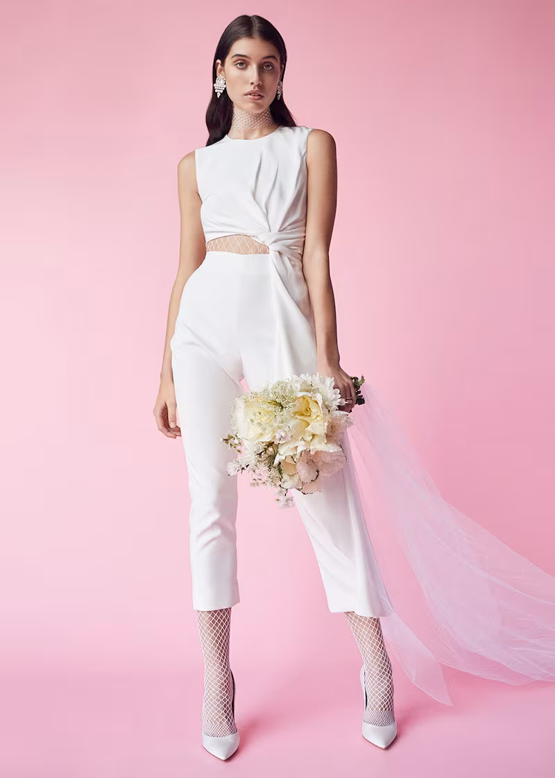 Roksanda Bridal Silk & Bonded Crepe Jumpsuit