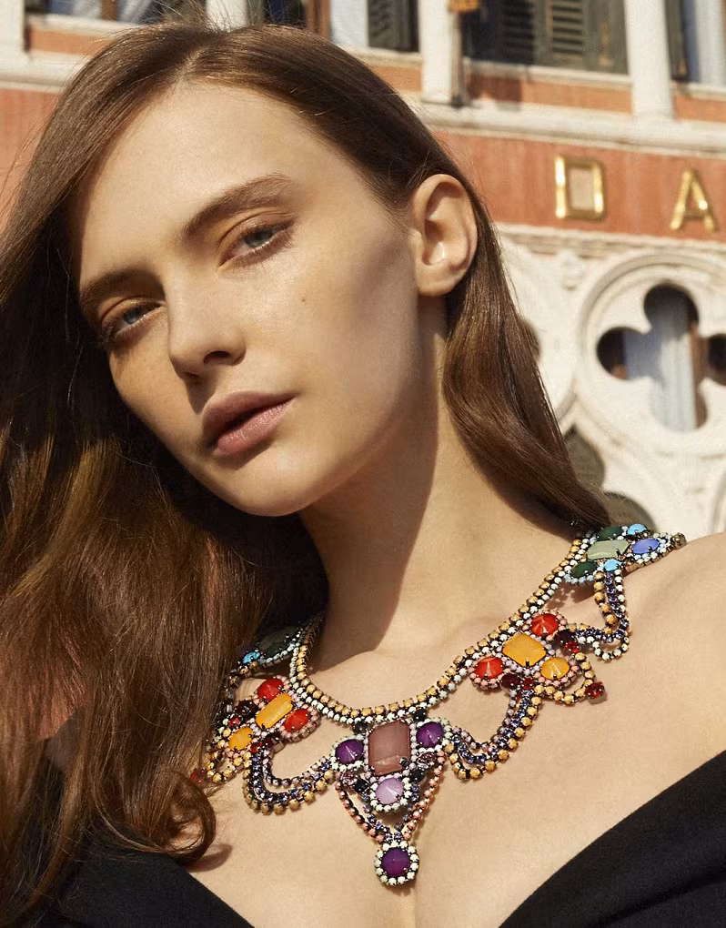 Sharra Pagano Multicolor Crystal Bib Necklace