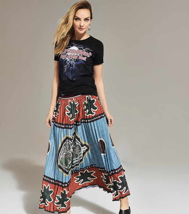 Stella Jean Flared Pleated Skirt