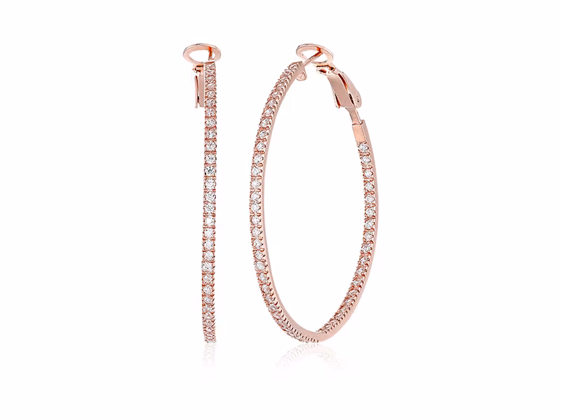 Sterling Silver Cubic Zirconia Large Round Hoop Earrings