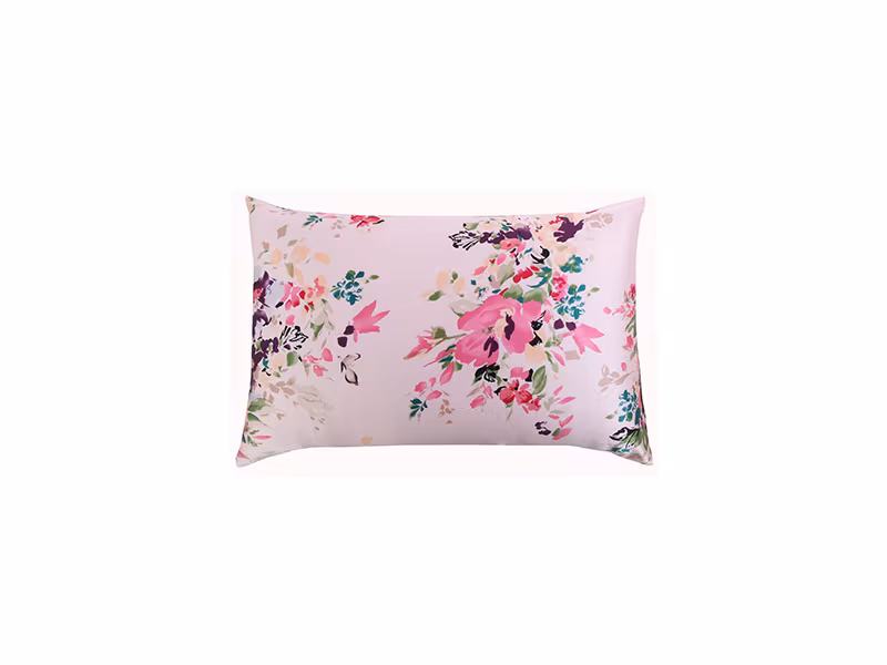 YONDER Silk Pillowcase for Hair and Skin with Hidden Zipper Chinese Pastel Water Colors Print