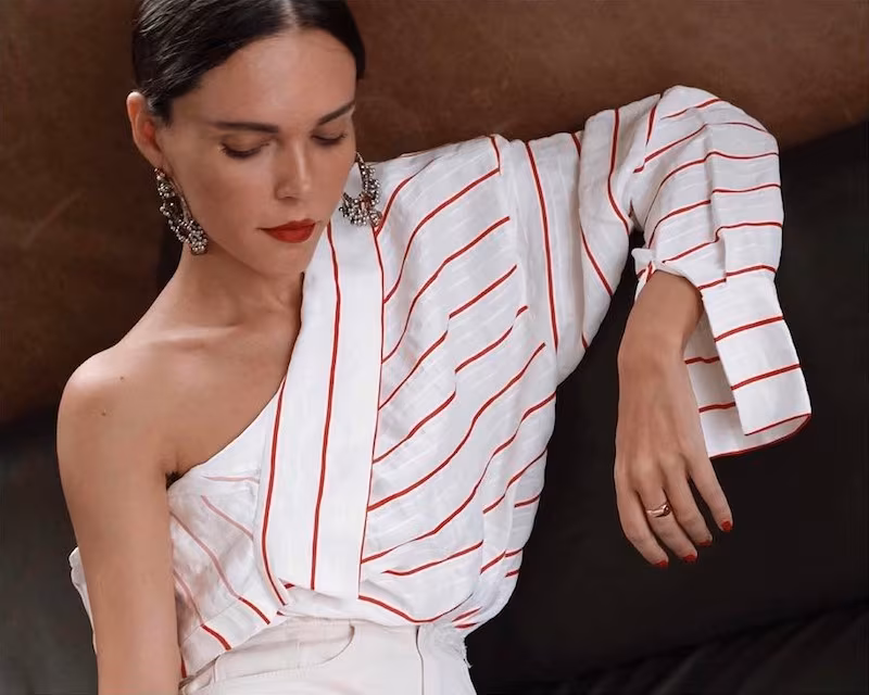 A.W.A.K.E. Upside-Down Asymmetric Striped Top