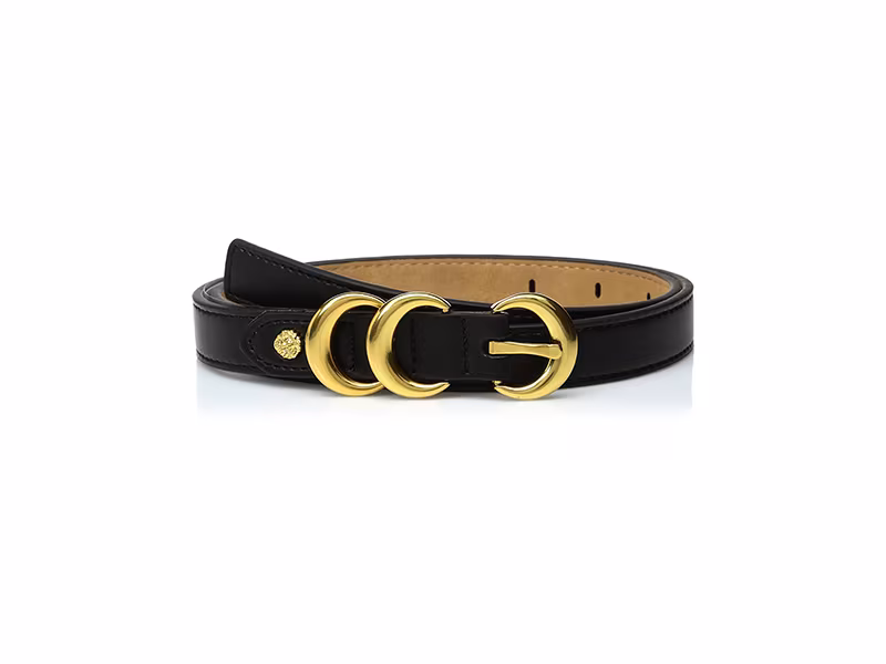 AK Anne Klein Anne Klein 20mm Skinny Belt With Contrast Tab and Double Metal Keepers
