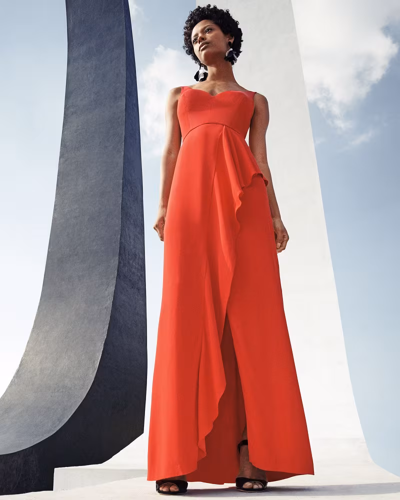 Aidan Mattox Sleeveless Draped Stretch Crepe Gown
