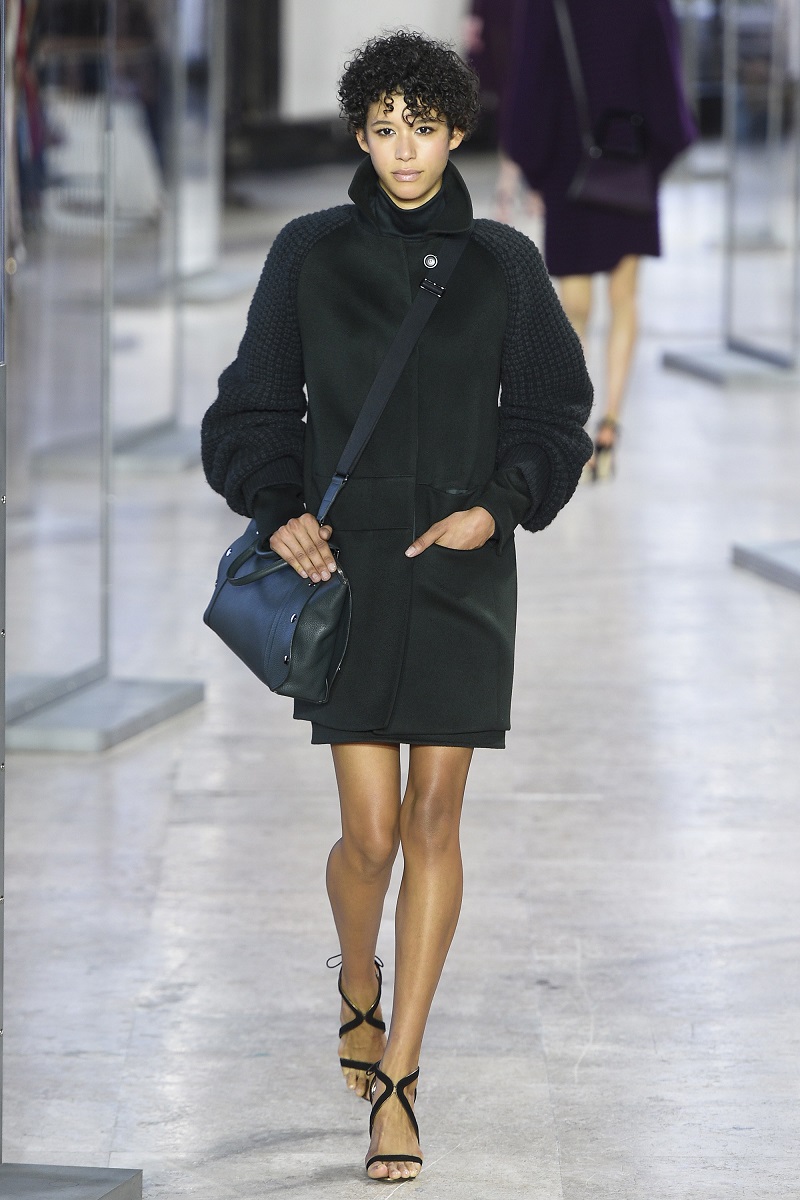 Akris Marais Textured-Sleeve Double-Face Coat
