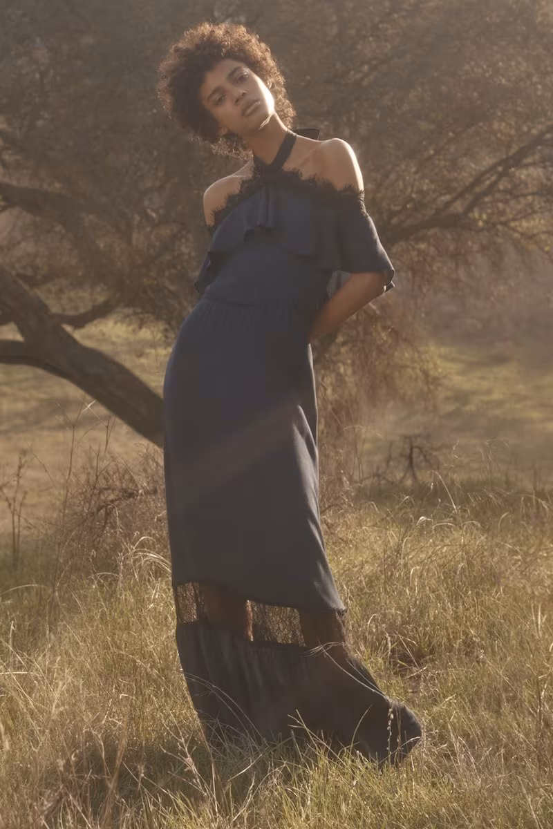 Alice + Olivia Mitsy Halter Maxi Dress