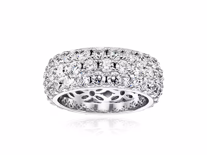 Amazon Collection Swarovski Zirconia 3 Row Pave Round Cut Ring