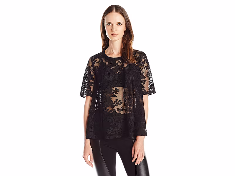 BCBGeneration Floral Lace Open-Back Top