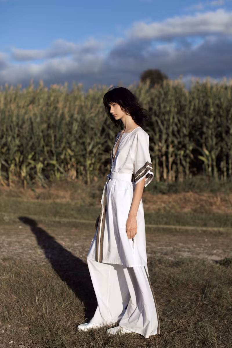 BY. Bonnie Young Twill Wide-Leg Pants