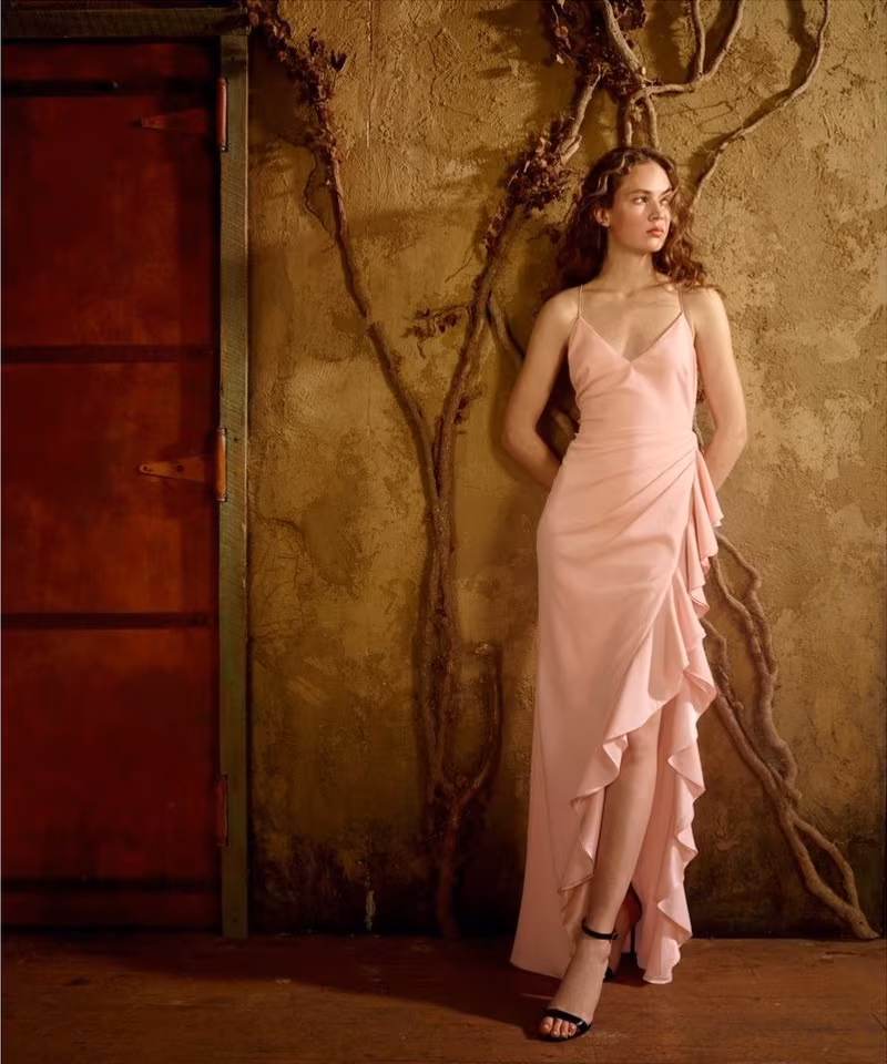 Badgley Mischka Ruffled Column Gown
